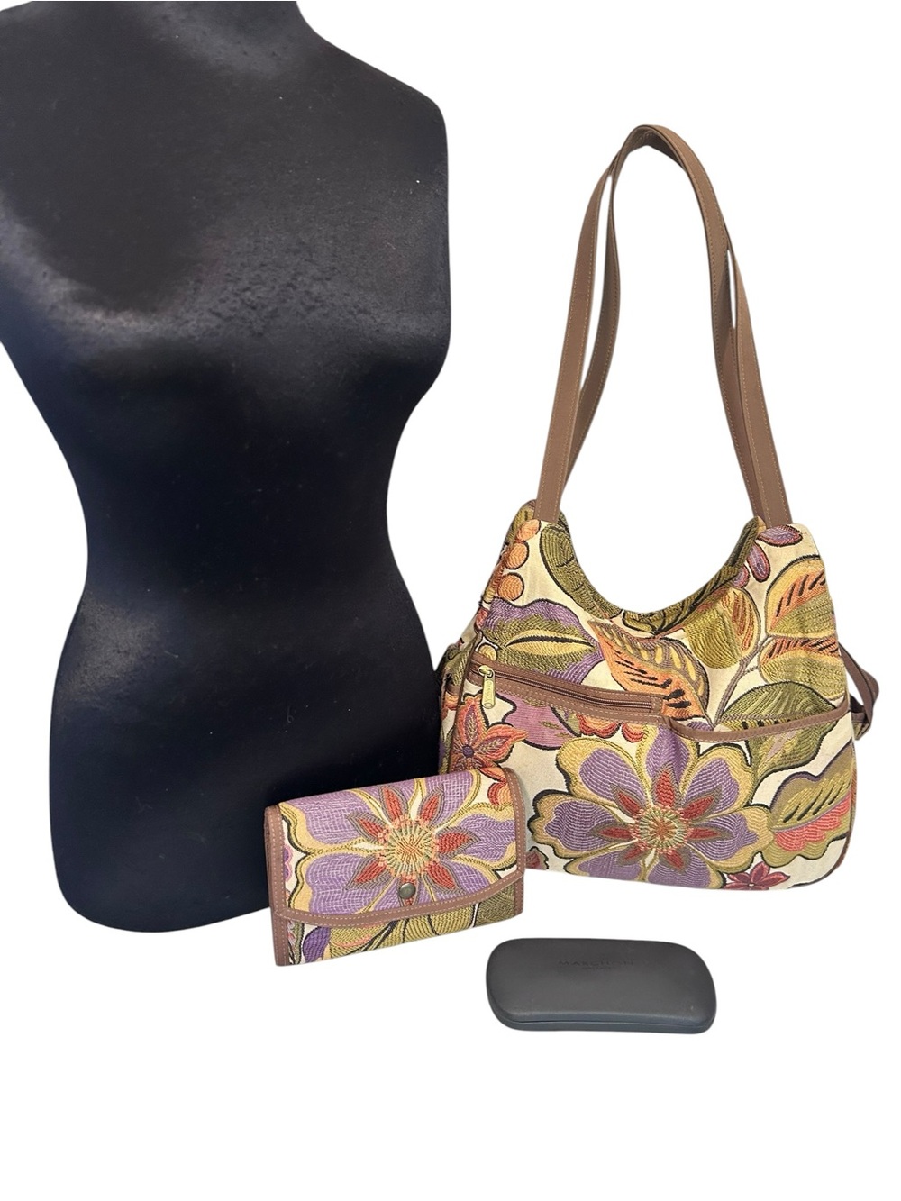 Danny K. Tapestry Floral Tote Shoulder Bag And Matching Wallet Handmade USA